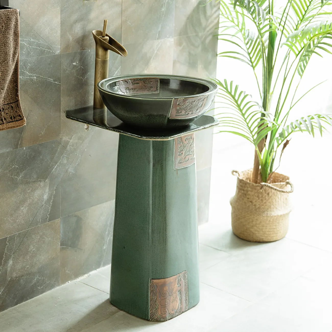 Керамический круглый умывальник  для ванной комнаты LaLume MB20552-23