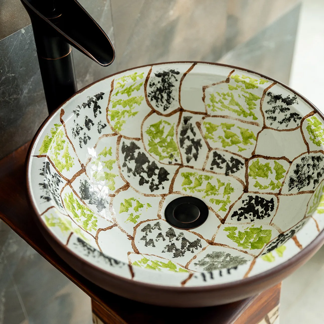 Керамический круглый умывальник  для ванной комнаты LaLume MB20546-23