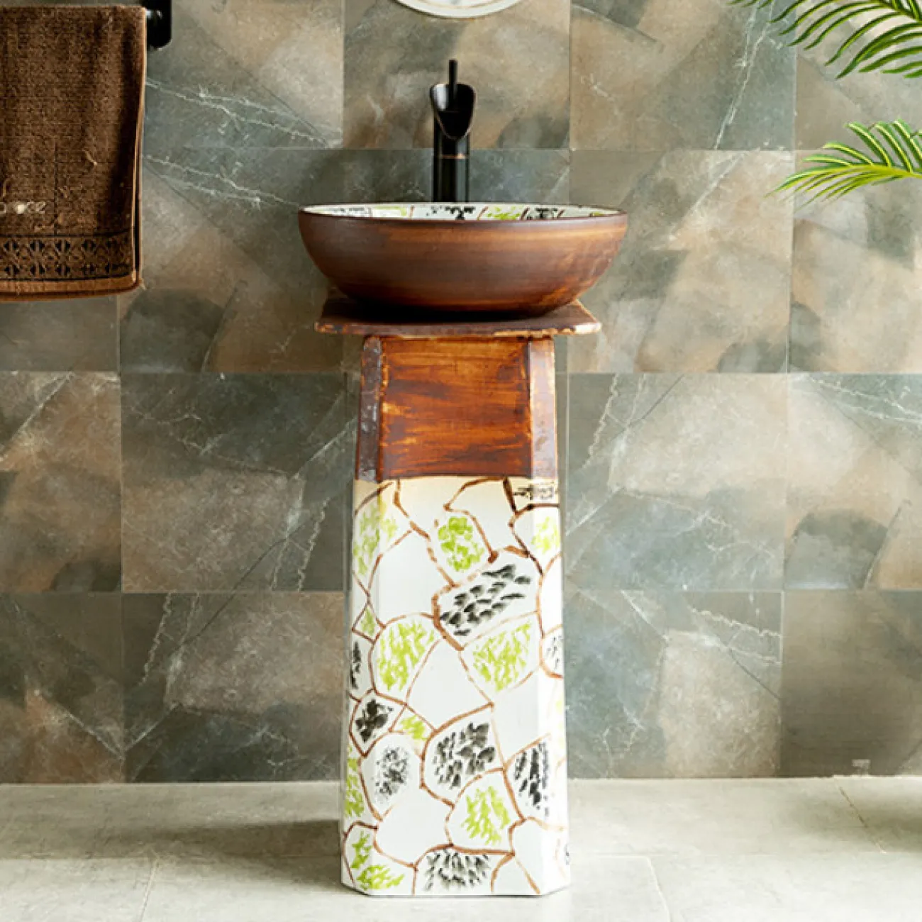 Керамический круглый умывальник  для ванной комнаты LaLume MB20546-23