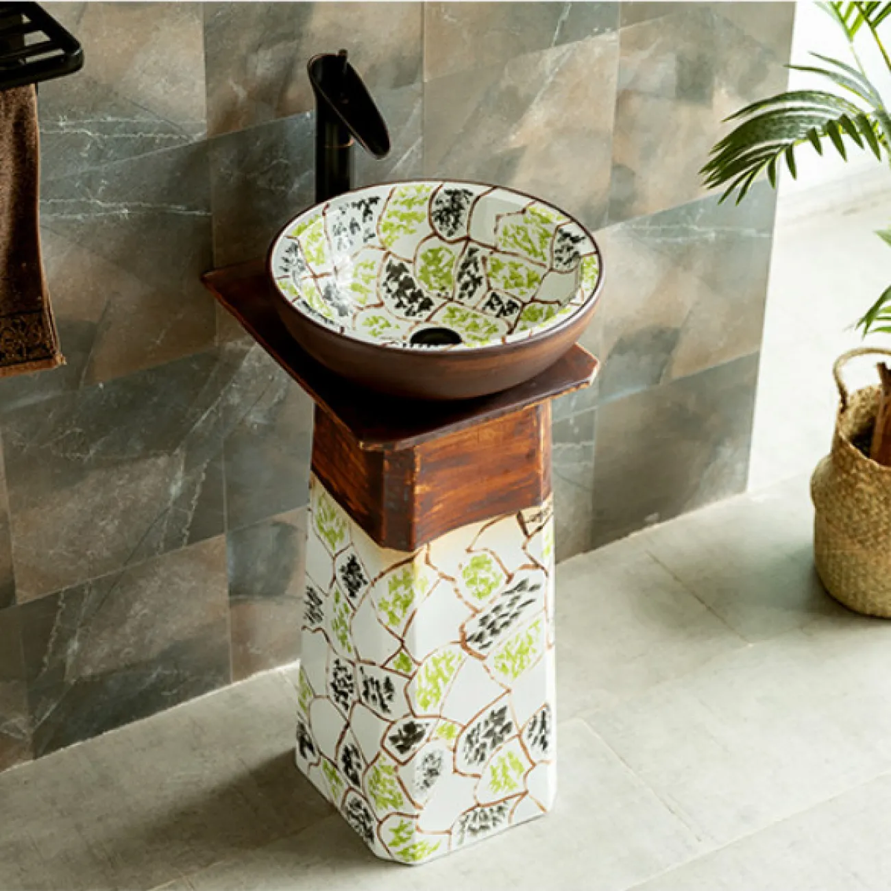 Керамический круглый умывальник  для ванной комнаты LaLume MB20546-23