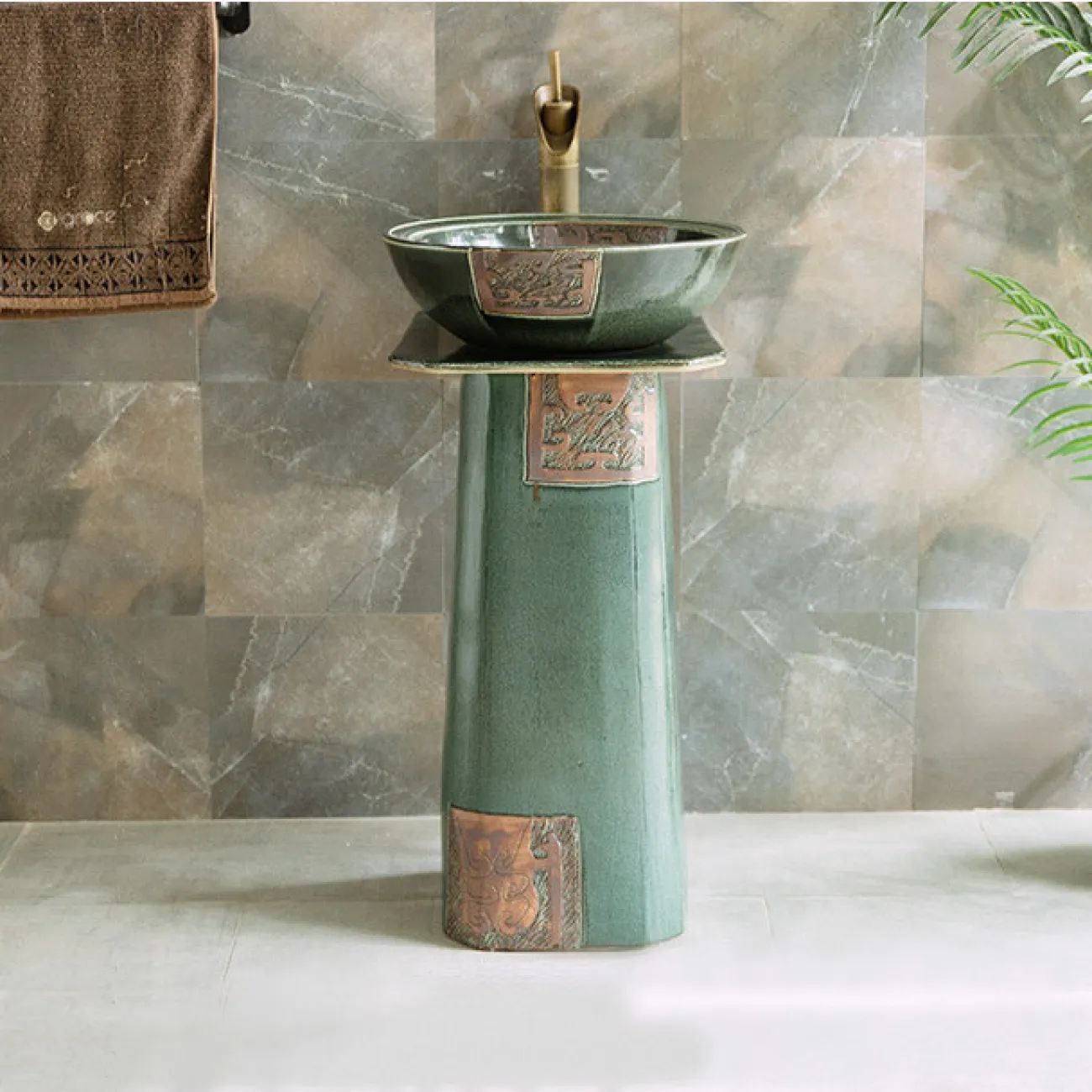 Керамический круглый умывальник  для ванной комнаты LaLume MB20552-23