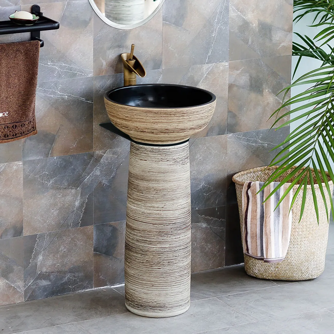 Керамический круглый умывальник  для ванной комнаты LaLume MB20551-23