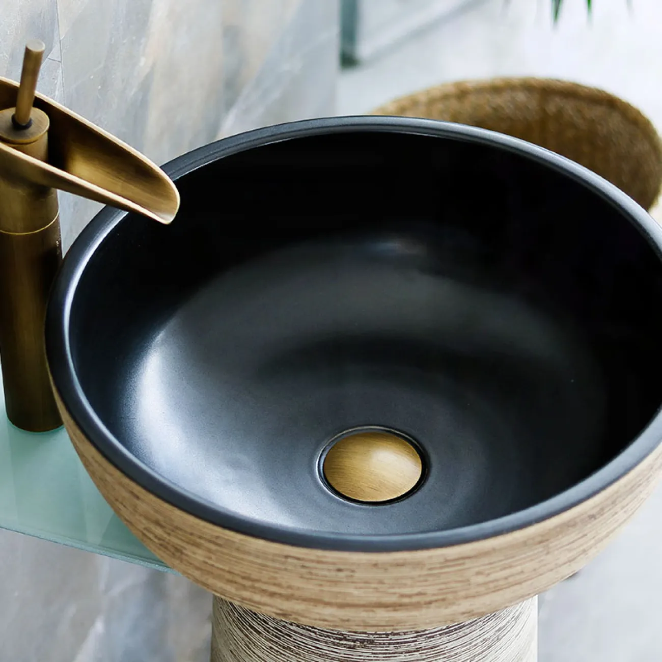 Керамический круглый умывальник  для ванной комнаты LaLume MB20551-23