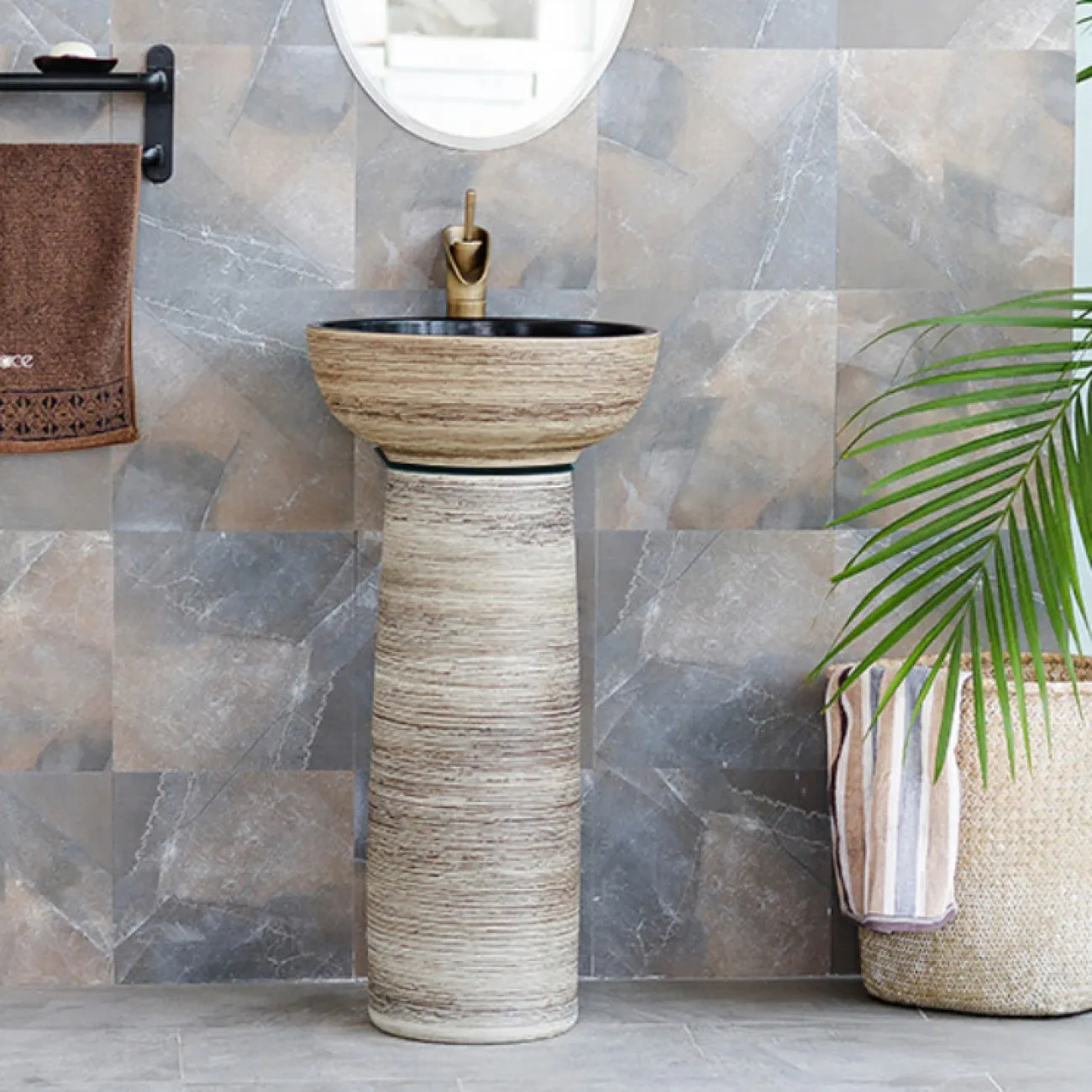 Керамический круглый умывальник  для ванной комнаты LaLume MB20551-23