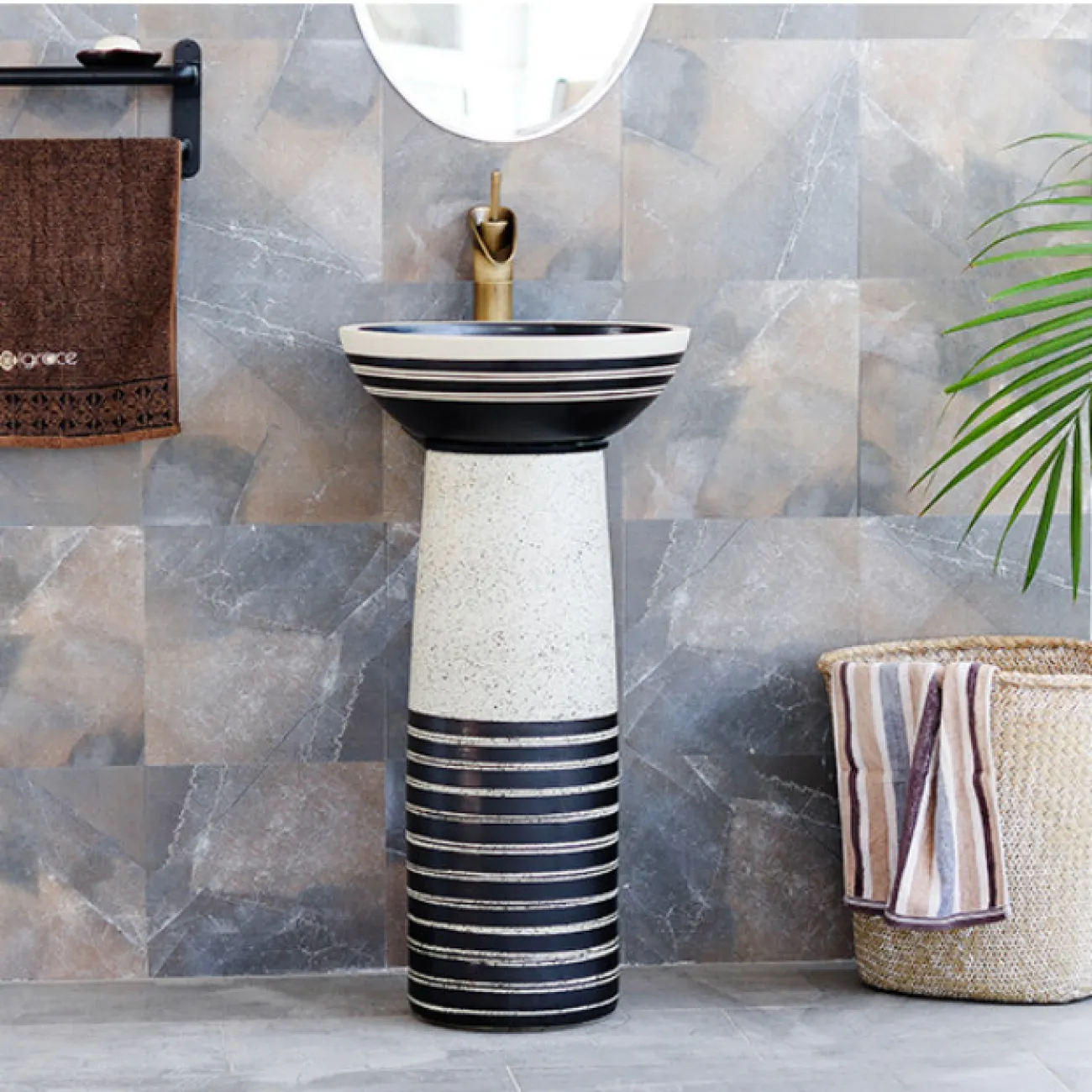 Керамический круглый умывальник  для ванной комнаты LaLume MB20549-23