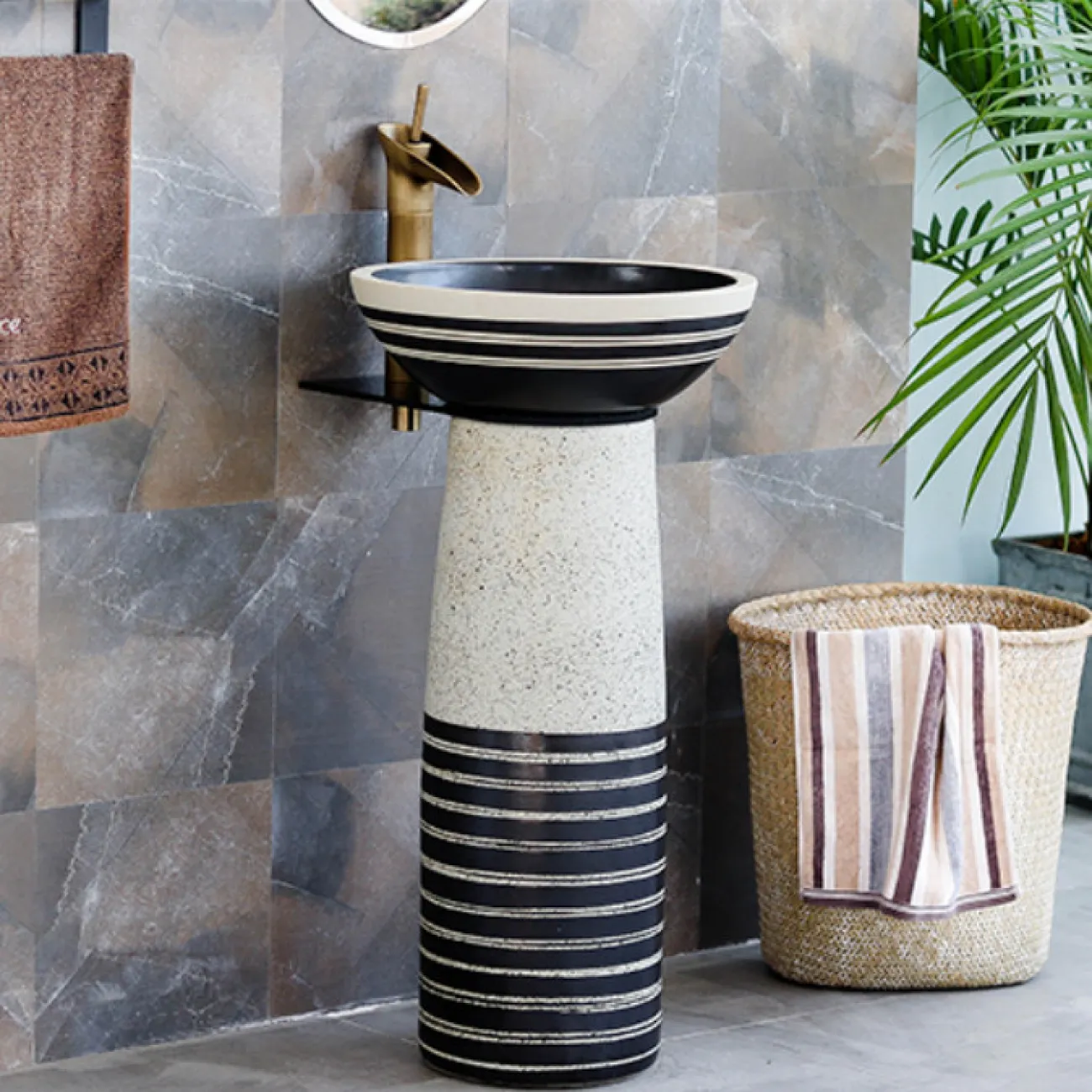 Керамический круглый умывальник  для ванной комнаты LaLume MB20549-23