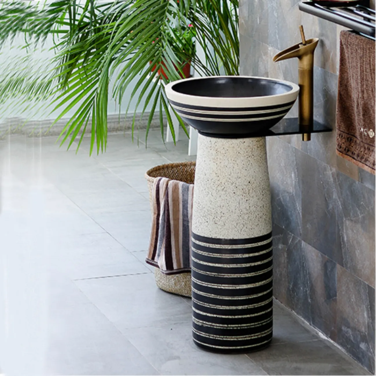 Керамический круглый умывальник  для ванной комнаты LaLume MB20549-23