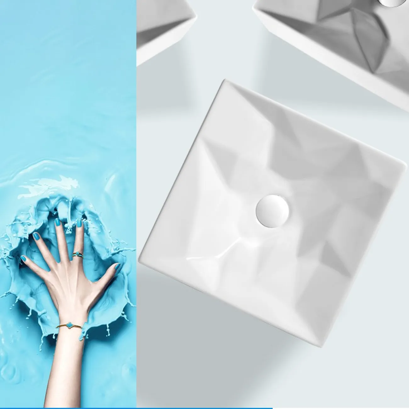 Керамический умывальник в скандинавском стиле для ванной комнаты LaLume MB20650-23 Керамический умывальник в скандинавском стиле для ванной комнаты LaLume MB20650-23