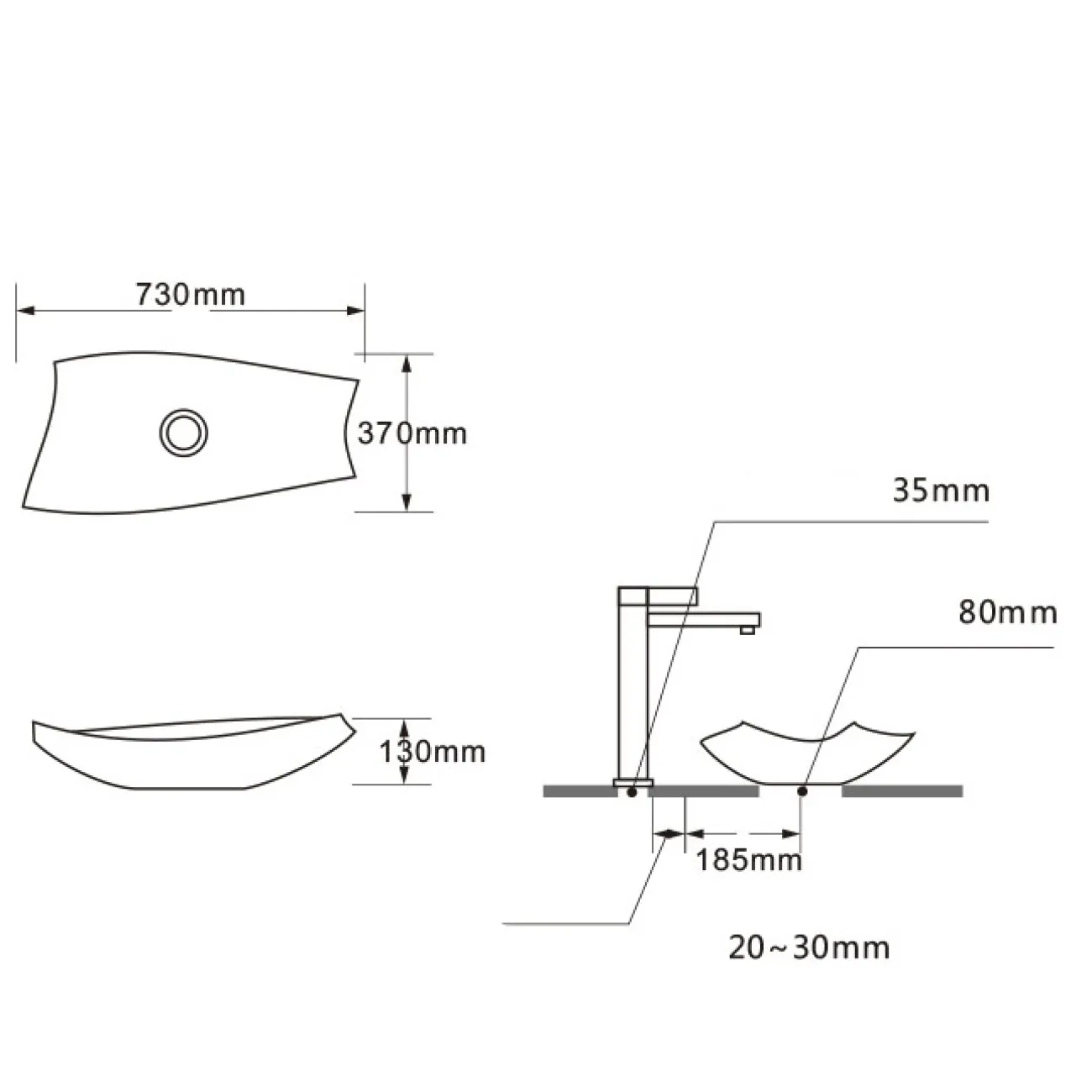 Керамический умывальник в скандинавском стиле для ванной комнаты LaLume MB20651-23 Керамический умывальник в скандинавском стиле для ванной комнаты LaLume MB20651-23