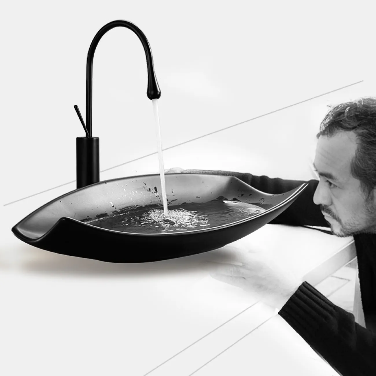 Керамический умывальник в скандинавском стиле для ванной комнаты LaLume MB20651-23 Керамический умывальник в скандинавском стиле для ванной комнаты LaLume MB20651-23