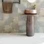Керамический круглый умывальник с вертикальной колоной для ванной комнаты LaLume MB20527-23