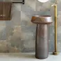 Керамический круглый умывальник с вертикальной колоной для ванной комнаты LaLume MB20527-23