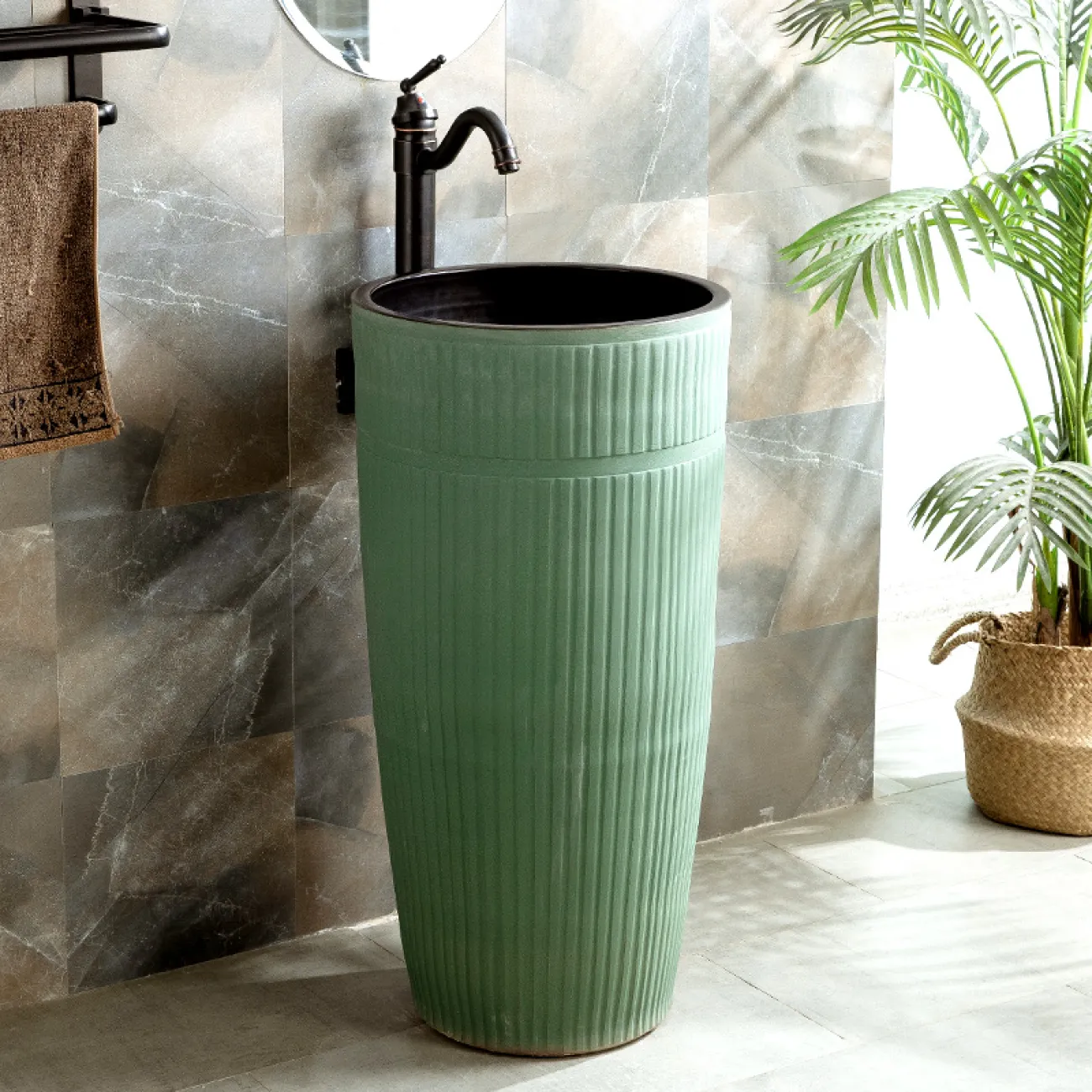 Керамический круглый умывальник  для ванной комнаты LaLume MB20619-23