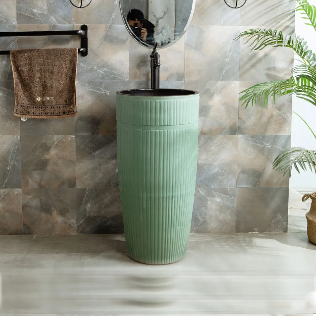 Керамический круглый умывальник  для ванной комнаты LaLume MB20619-23