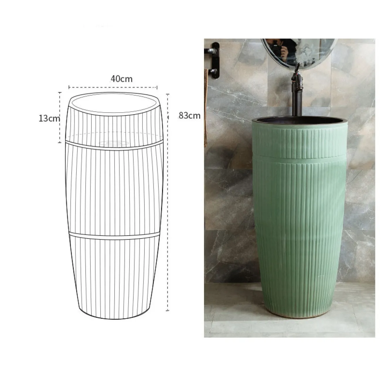 Керамический круглый умывальник  для ванной комнаты LaLume MB20619-23