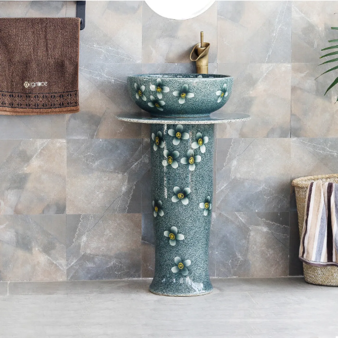 Керамический круглый умывальник  для ванной комнаты LaLume MB20615-23