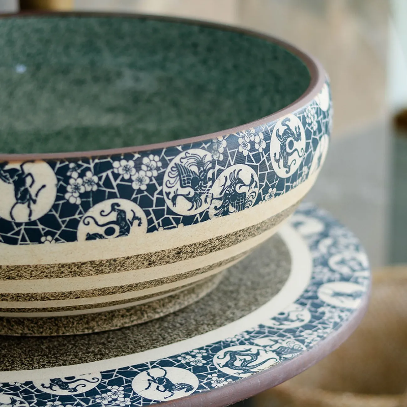 Керамический круглый умывальник  для ванной комнаты LaLume MB20614-23