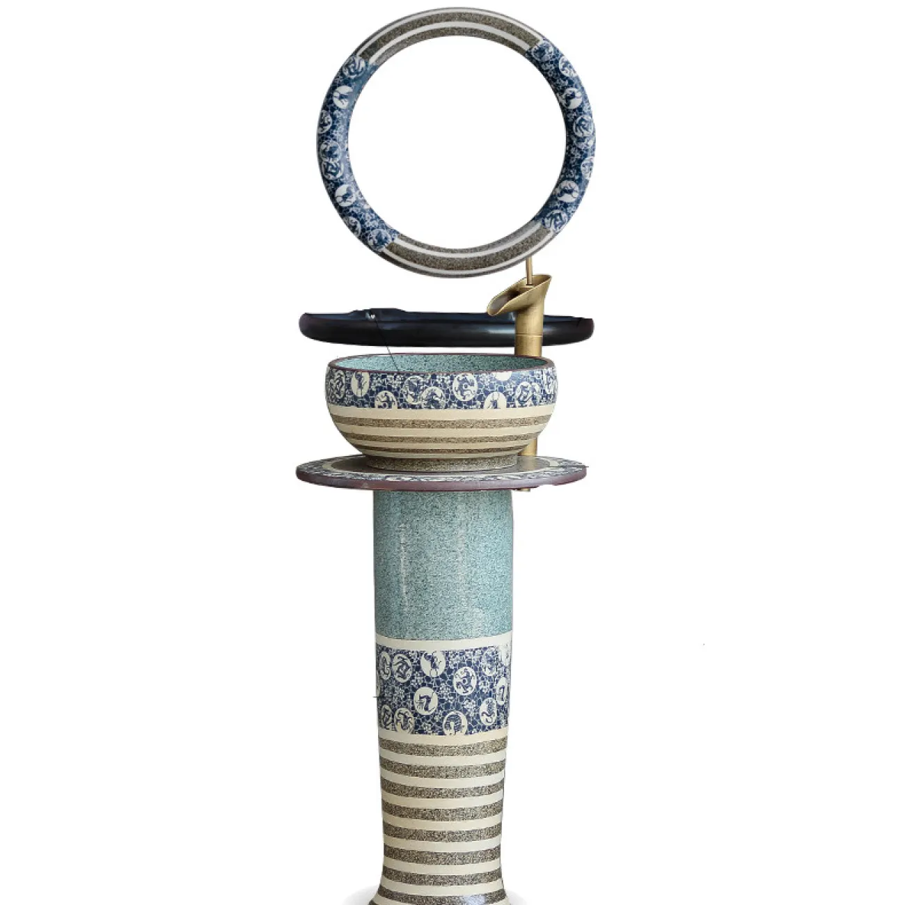 Керамический круглый умывальник  для ванной комнаты LaLume MB20614-23