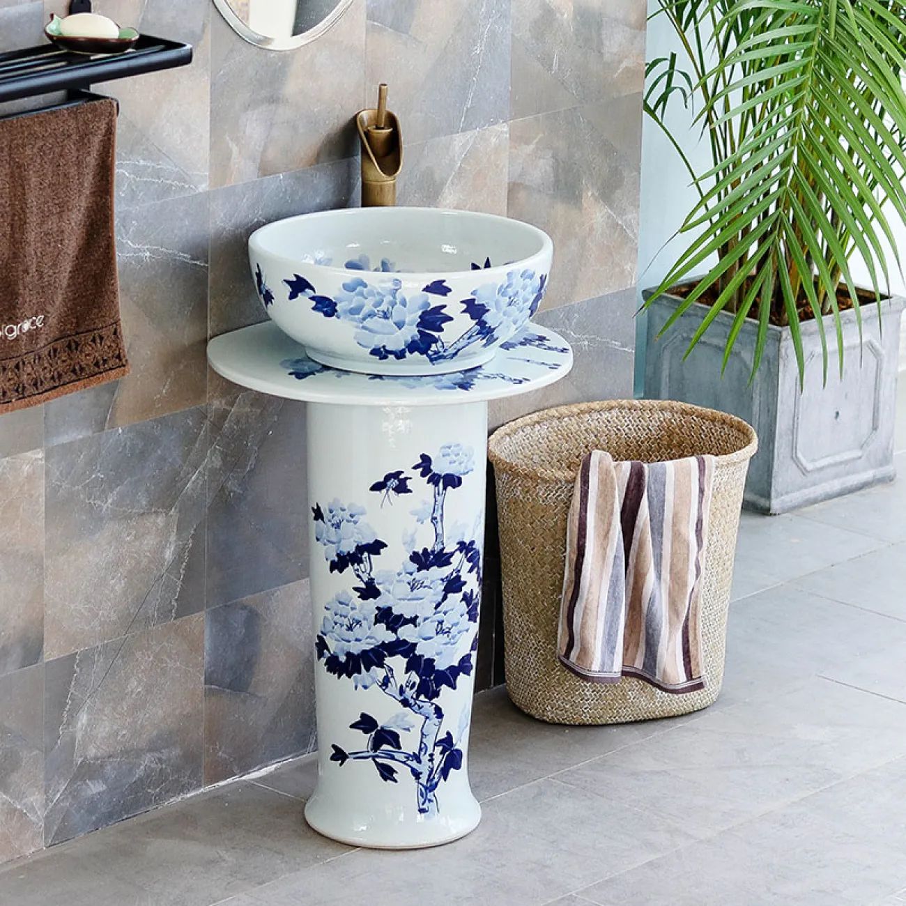 Керамический круглый умывальник для ванной комнаты LaLume MB20613-23 Керамический круглый умывальник для ванной комнаты LaLume MB20613-23