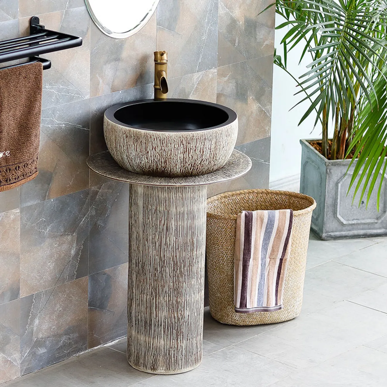 Керамический круглый умывальник  для ванной комнаты LaLume MB20607-23