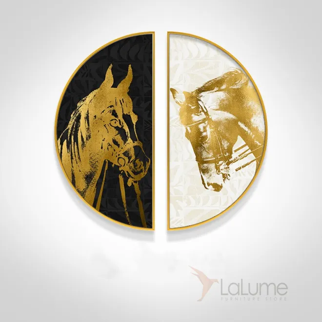 Круглая декоративная картина для гостиной из двух частей LaLume DK20905-23 Круглая декоративная картина для гостиной из двух частей LaLume DK20905-23