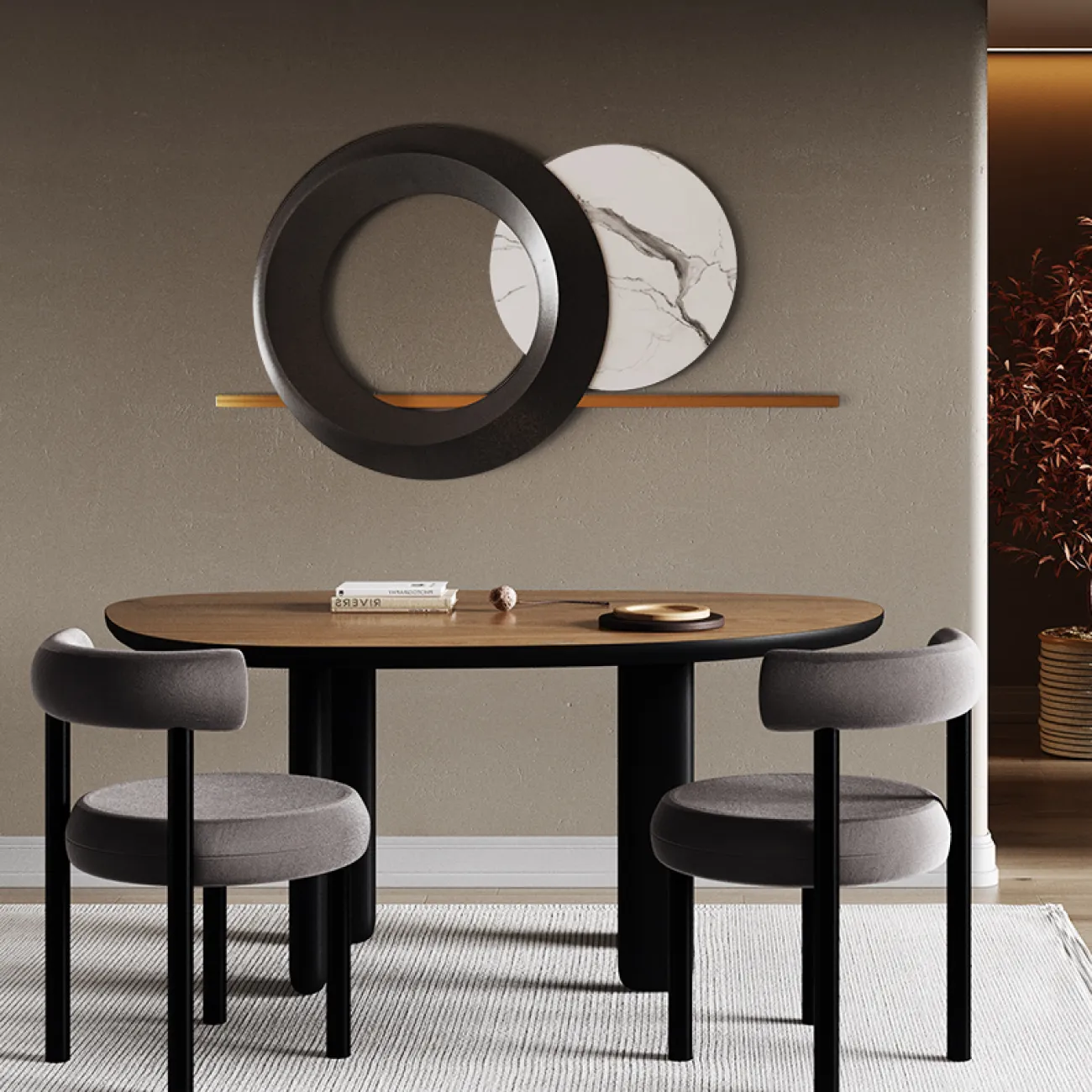 Круглый настенный декор для гостиной LaLume DK20910-23