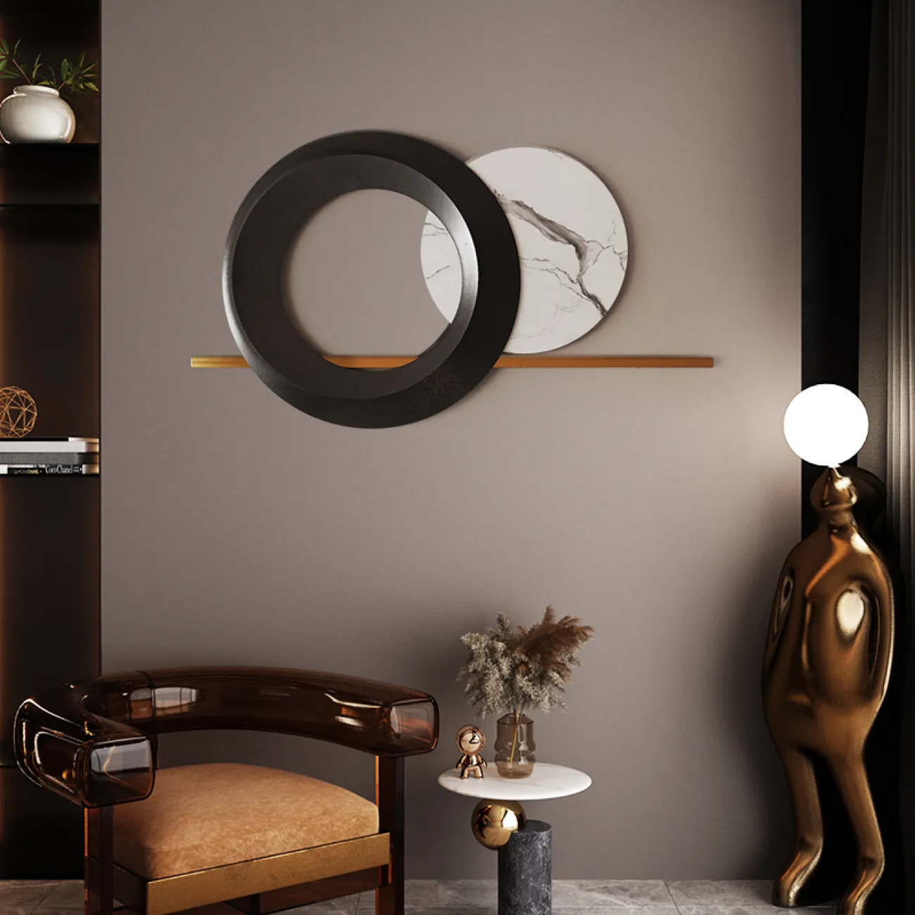 Круглый настенный декор для гостиной LaLume DK20910-23