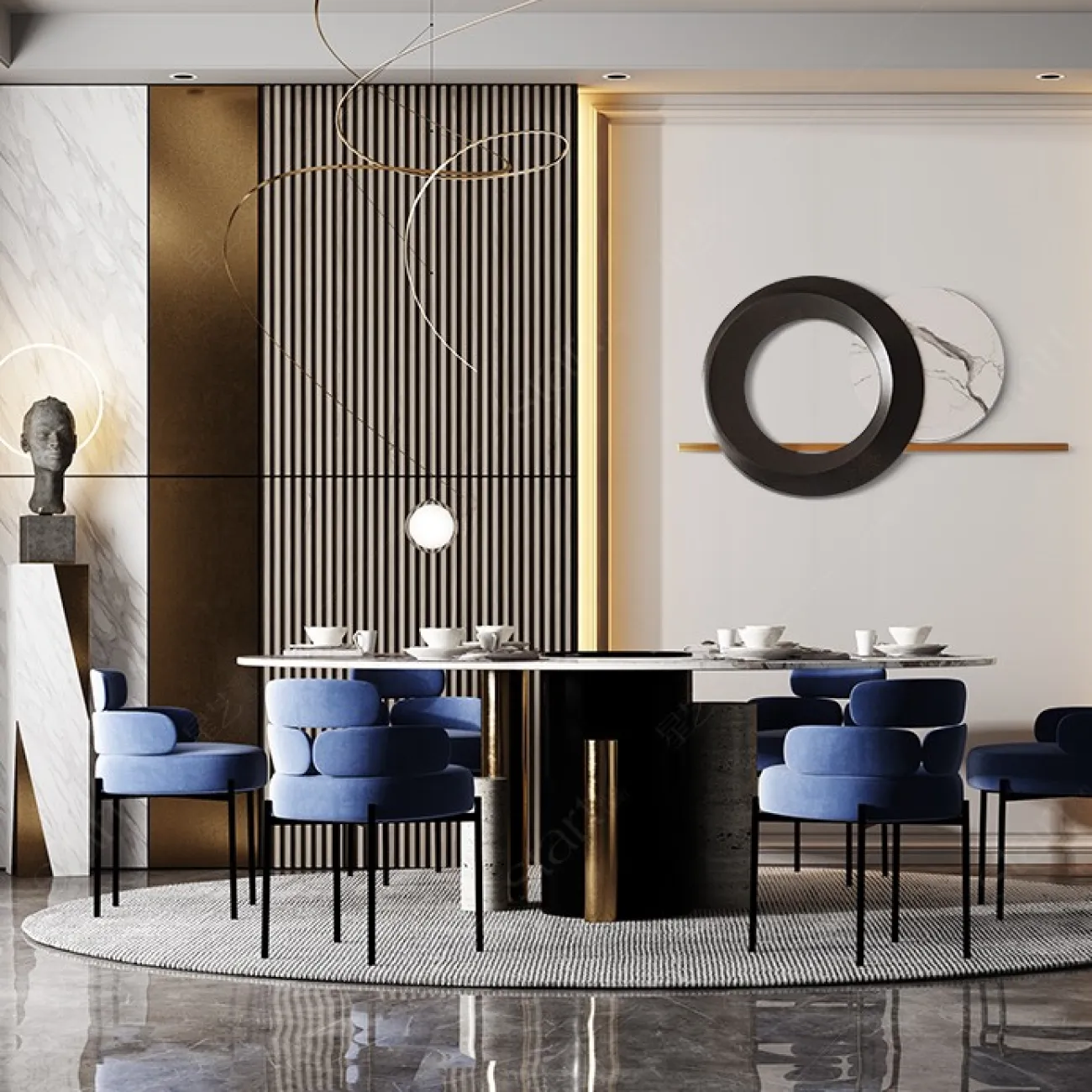 Круглый настенный декор для гостиной LaLume DK20910-23