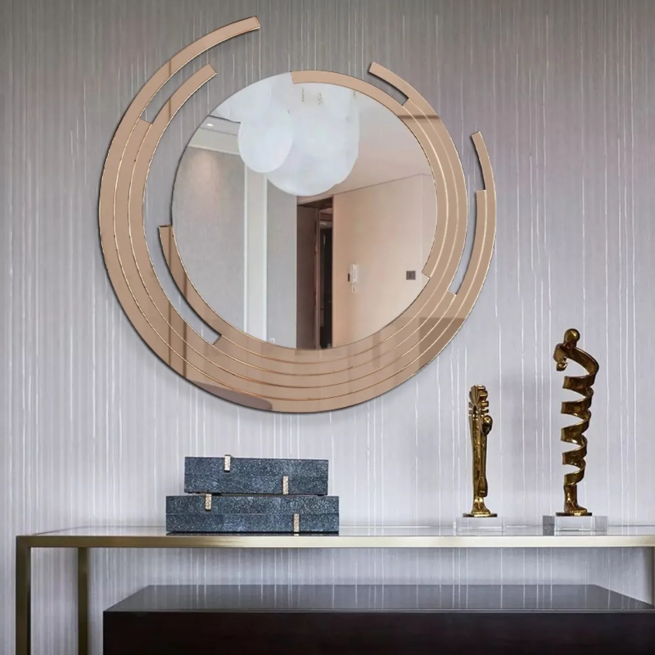 Круглое зеркало в креативной раме для гостиной LaLume DK20913-23