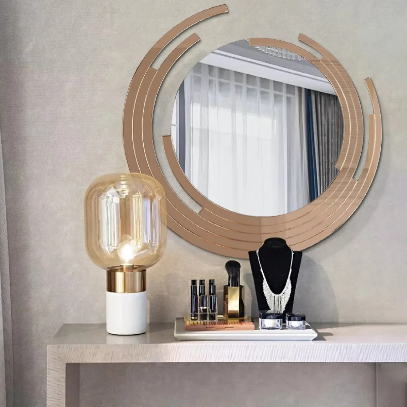 Круглое зеркало в креативной раме для гостиной LaLume DK20913-23