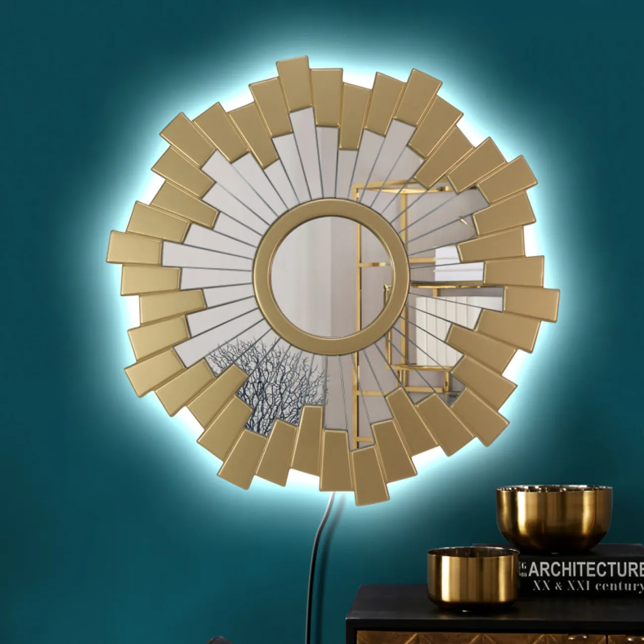 Настенное зеркало креативной формы с подсветкой для гостиной LaLume DK20914-23