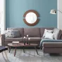 Круглое зеркало в деревяной раме для гостиной LaLume DK20915-23