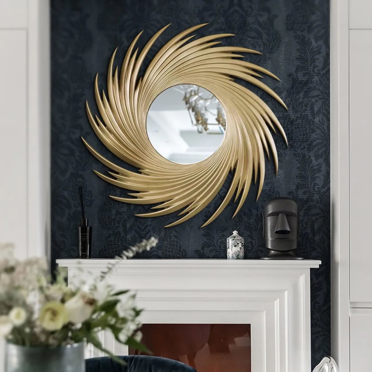 Дизайнерское круглое зеркало для гостиной LaLume DK20921-23