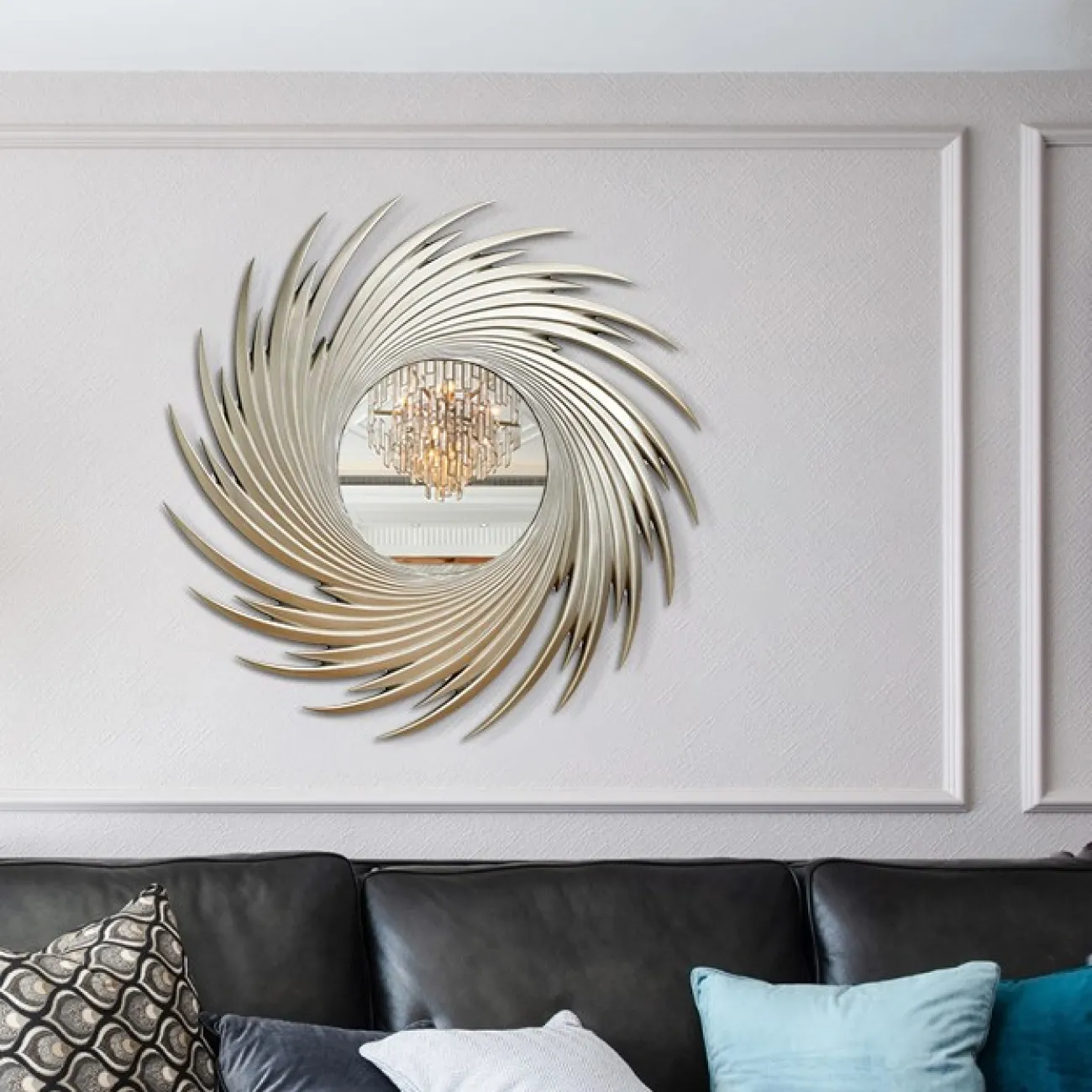 Дизайнерское круглое зеркало для гостиной LaLume DK20921-23