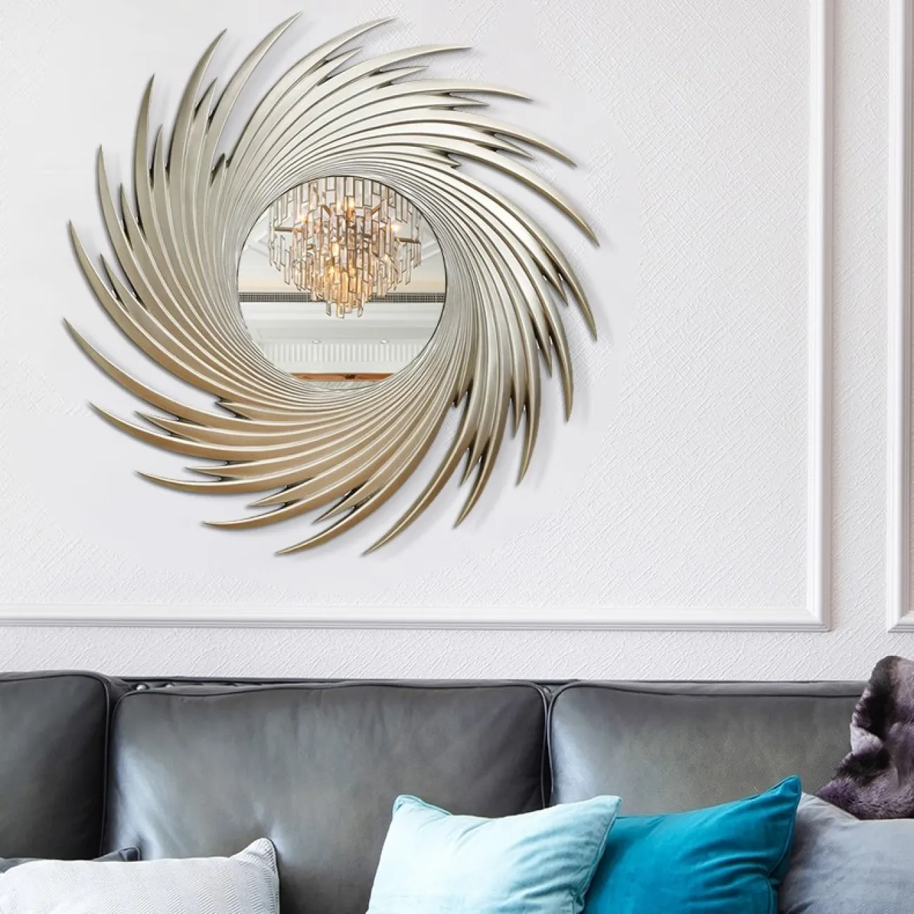 Дизайнерское круглое зеркало для гостиной LaLume DK20921-23