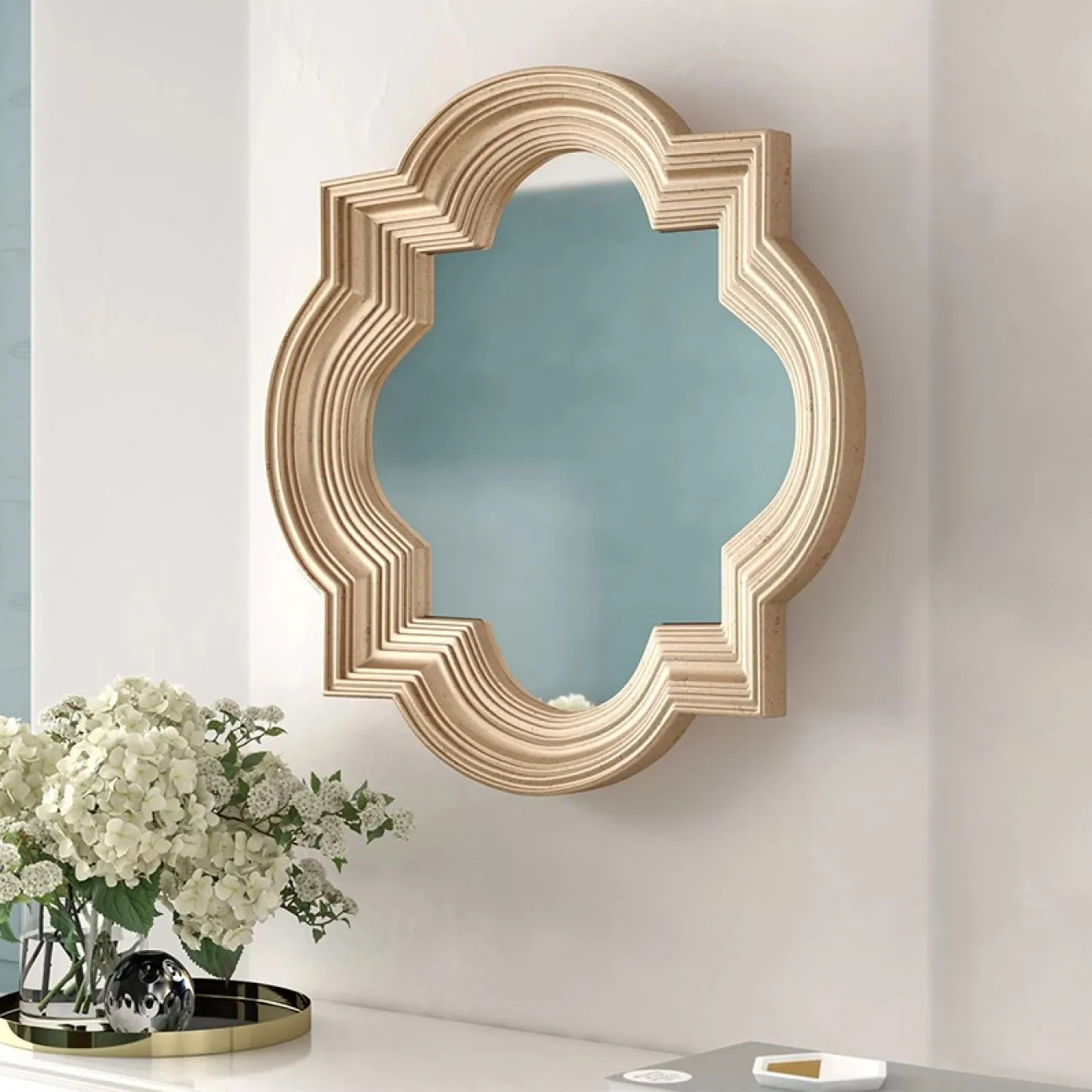 Зеркало в деревяной раме для гостиной LaLume DK20925-23