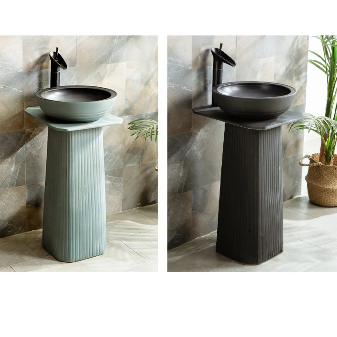 Керамический умывальник с вертикальной колоной для ванной комнаты LaLume MB20510-23