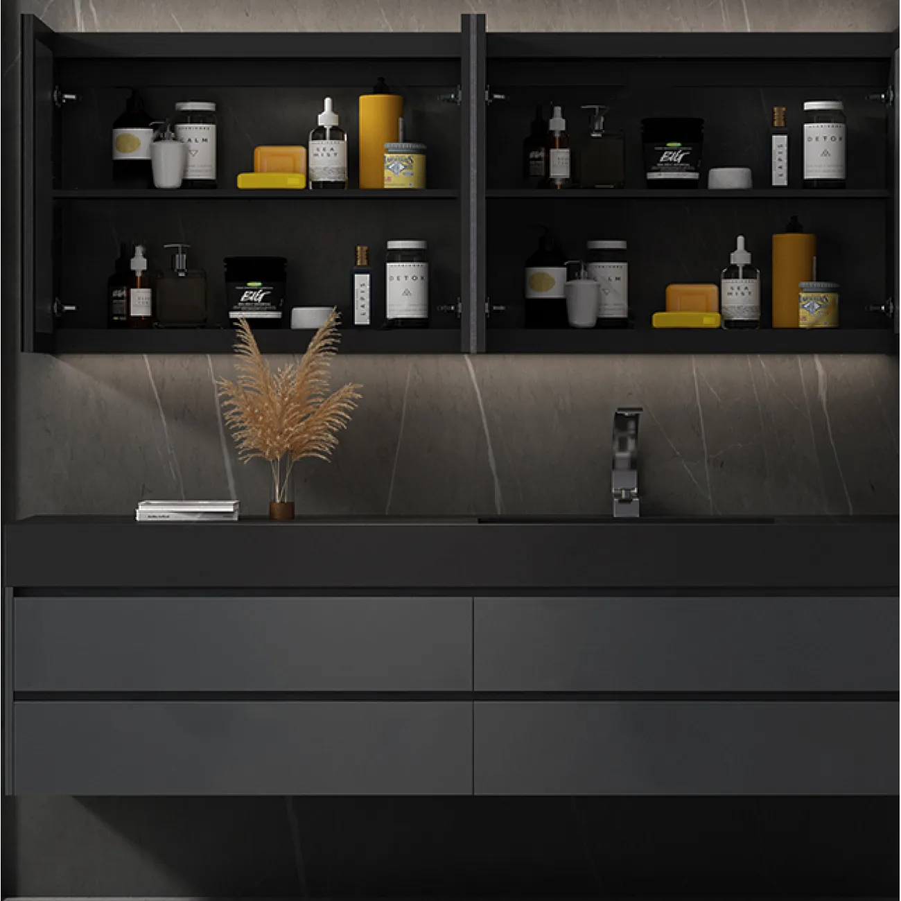 Каменный подвесной шкаф для ванной комнаты в современном стиле  LaLume MB20491-23