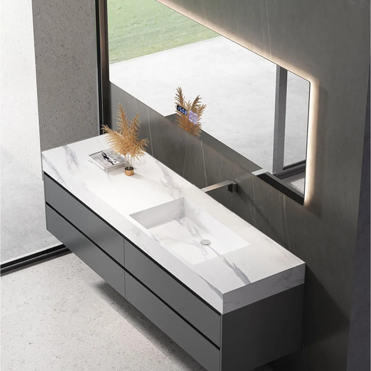 Каменный подвесной шкаф для ванной комнаты в современном стиле  LaLume MB20491-23