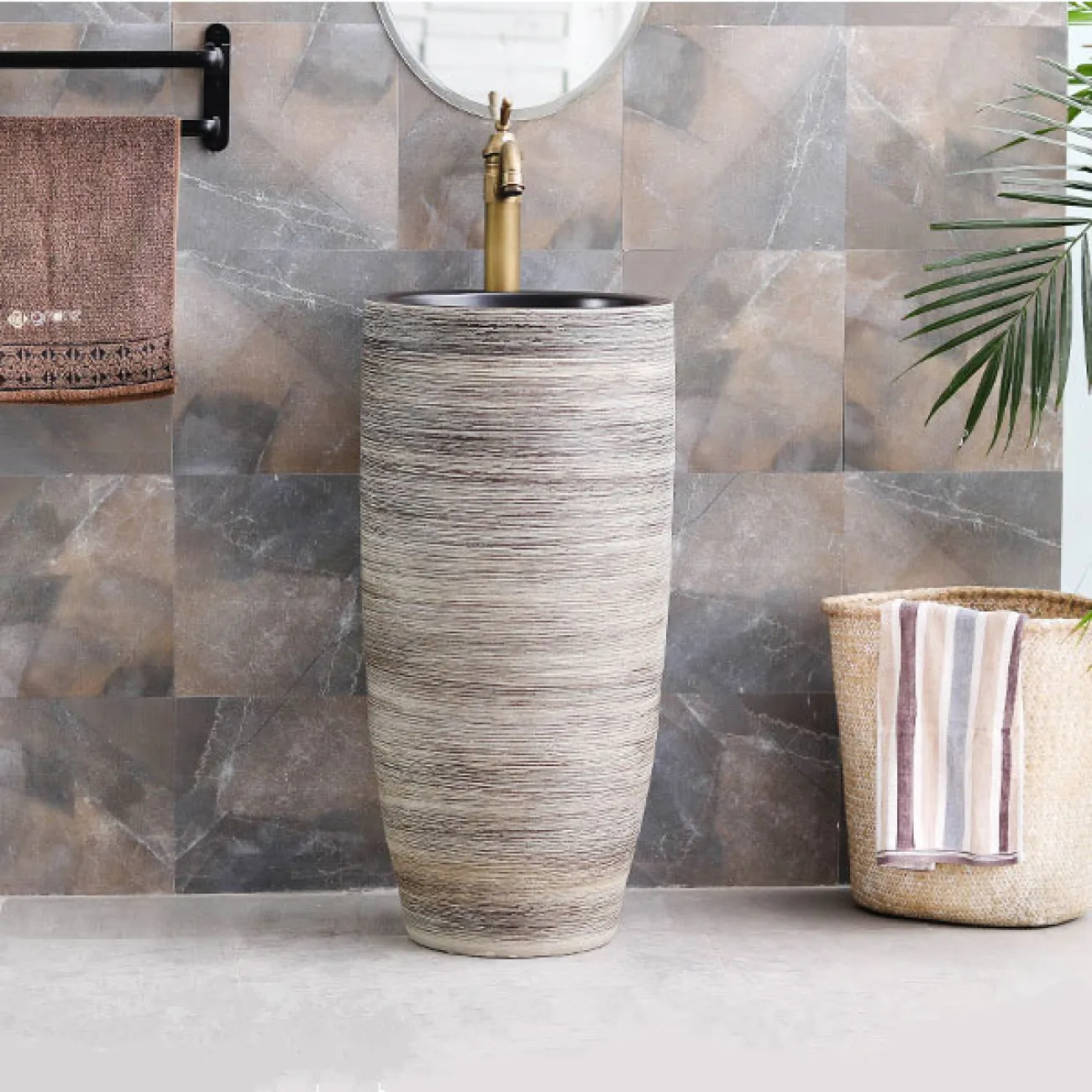 Керамический умывальник в форме колоны для ванной комнаты LaLume MB20498-23