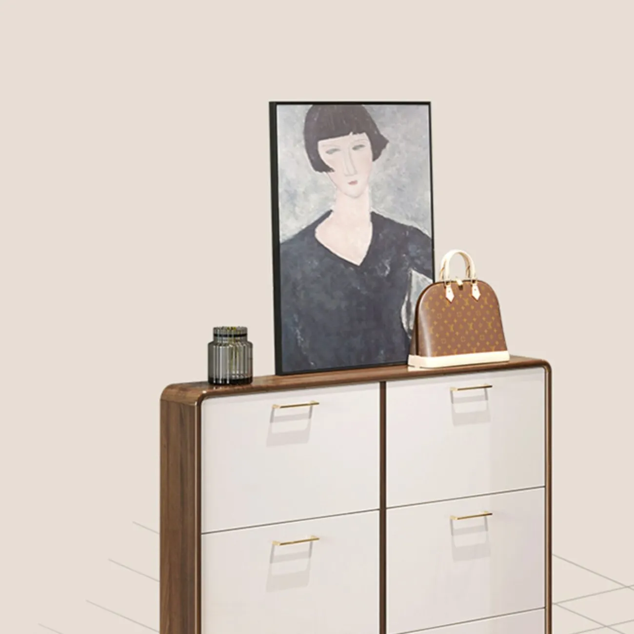 Современный ультратонкий  деревянный обувной шкаф MB20496-23