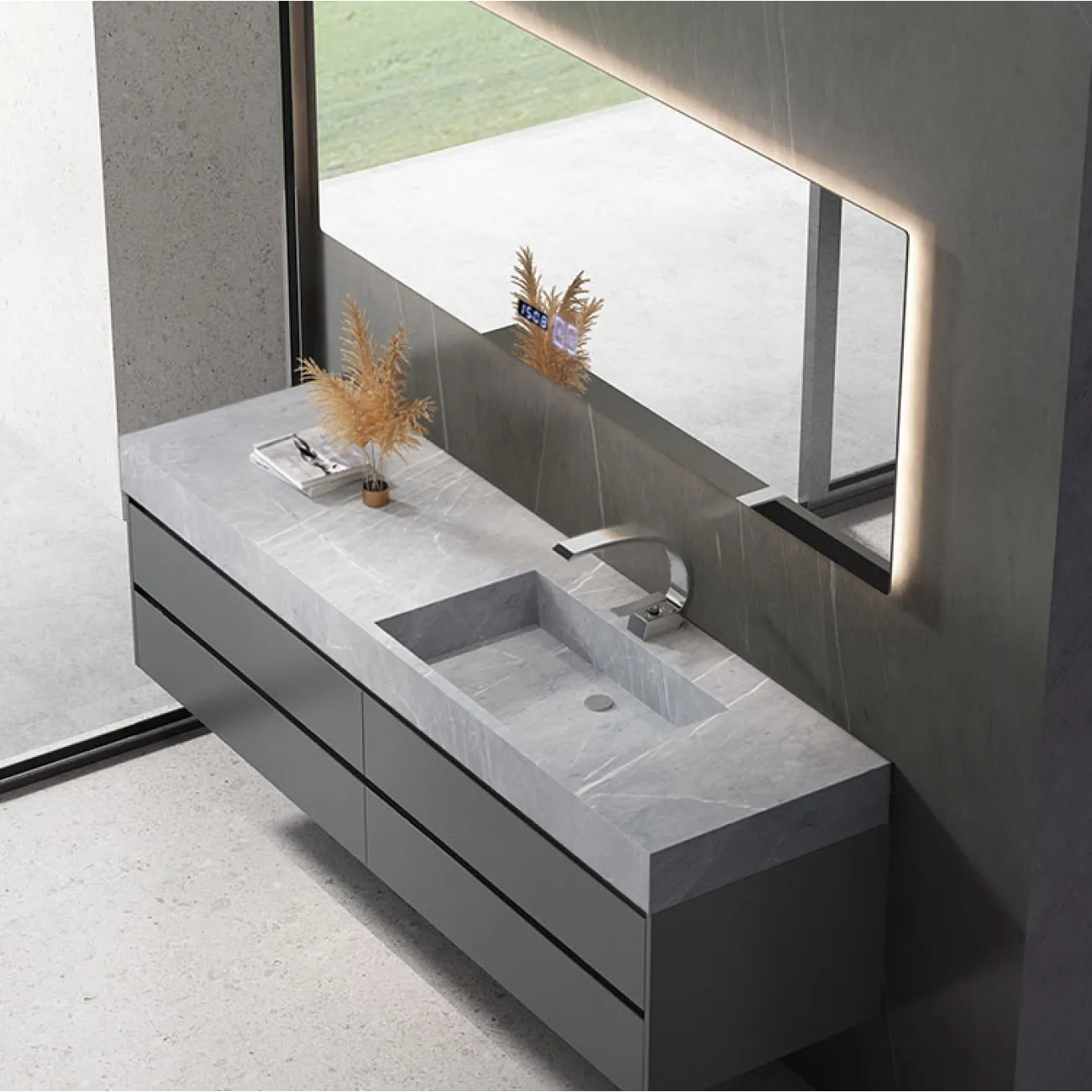 Каменный подвесной шкаф для ванной комнаты в современном стиле  LaLume MB20491-23