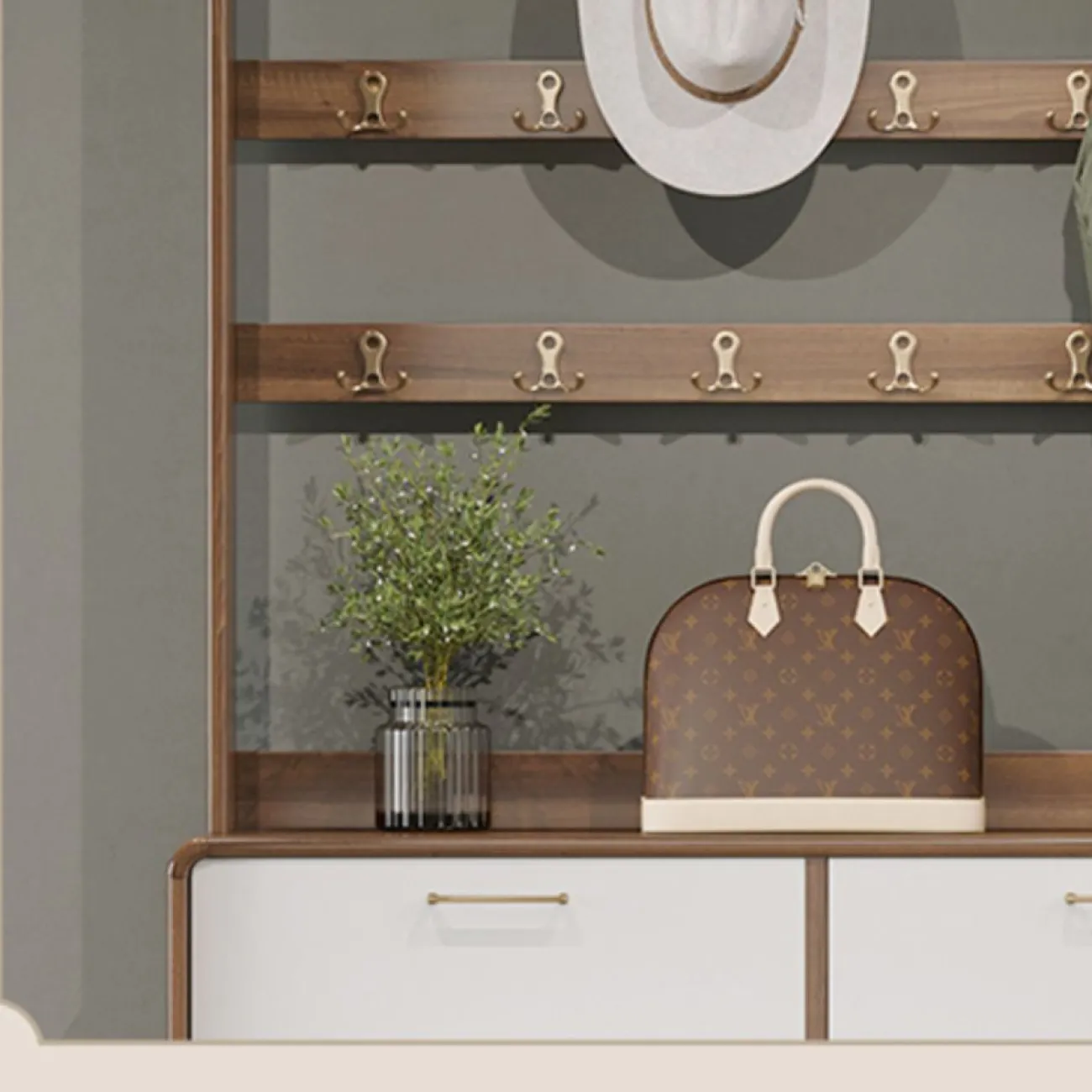 Современный ультратонкий  деревянный обувной шкаф MB20496-23