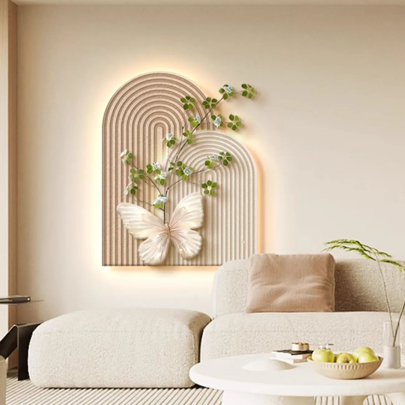 3D картина с бабочками на крыльце в кремовом стиле AW 37462-29 3D картина с бабочками на крыльце в кремовом стиле AW 37462-29