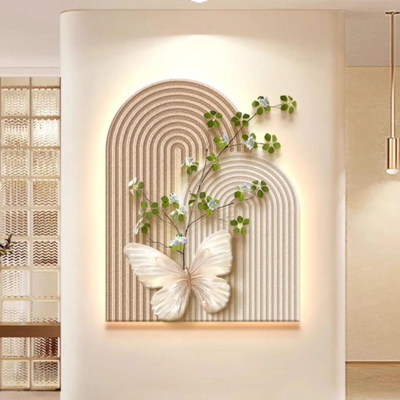 3D картина с бабочками на крыльце в кремовом стиле AW 37462-29 3D картина с бабочками на крыльце в кремовом стиле AW 37462-29