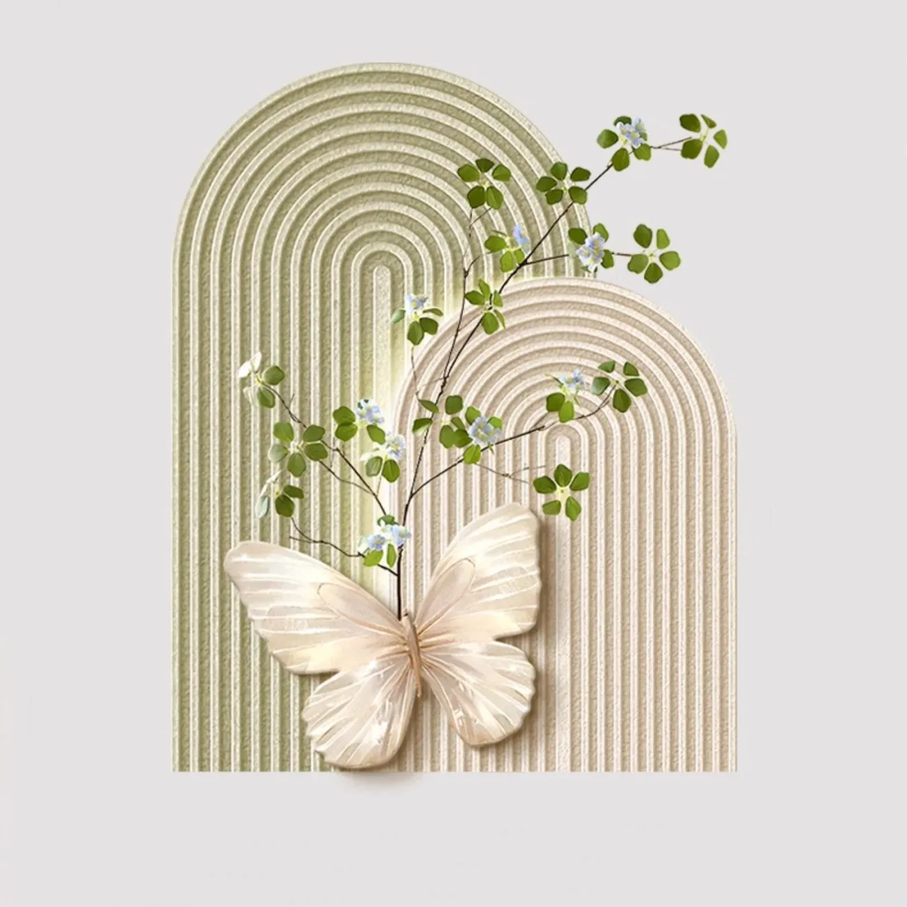 3D картина с бабочками на крыльце в кремовом стиле AW 37462-29 3D картина с бабочками на крыльце в кремовом стиле AW 37462-29