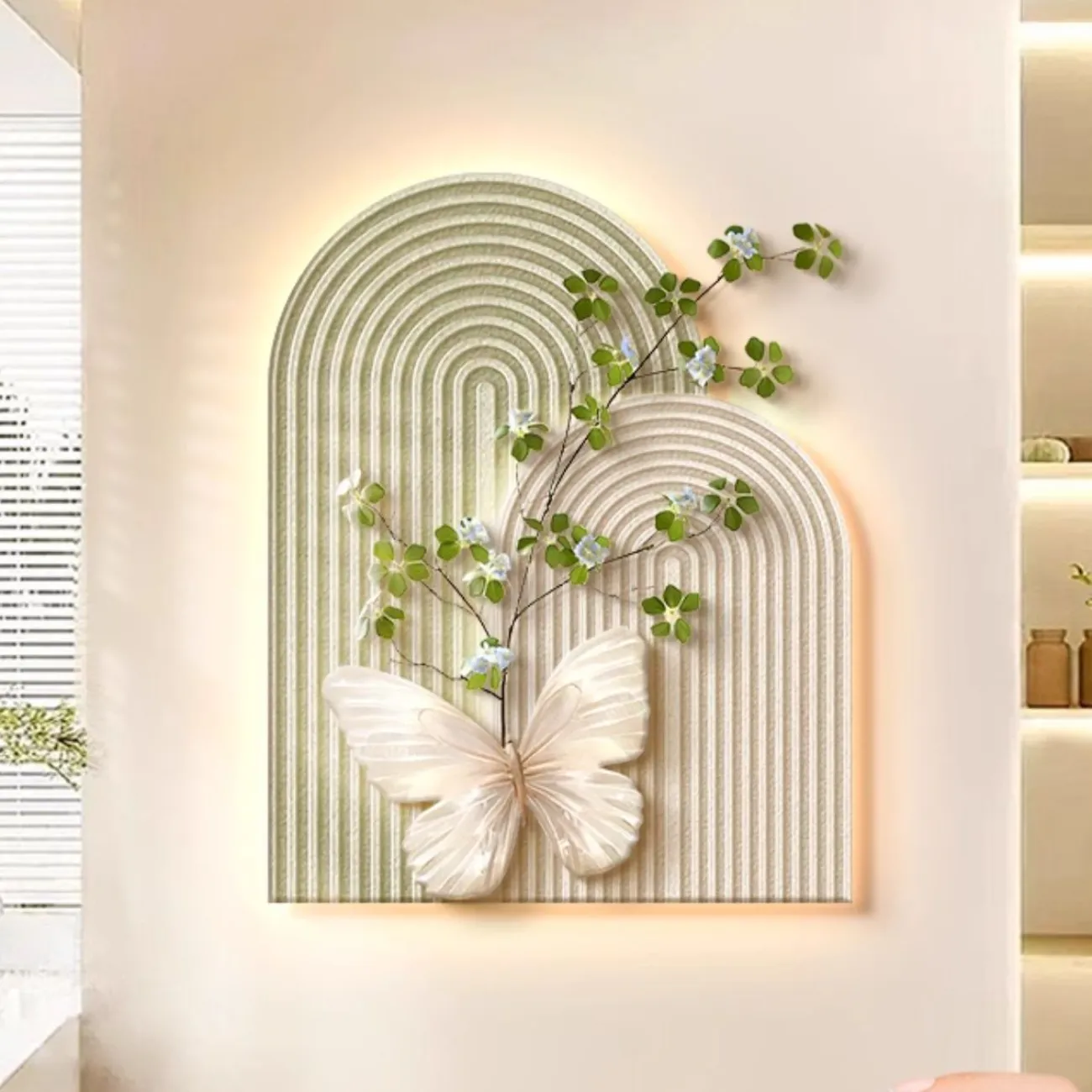 3D картина с бабочками на крыльце в кремовом стиле AW 37462-29 3D картина с бабочками на крыльце в кремовом стиле AW 37462-29