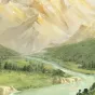 Круглая подвесная картина с подсветкой AW 37466-29