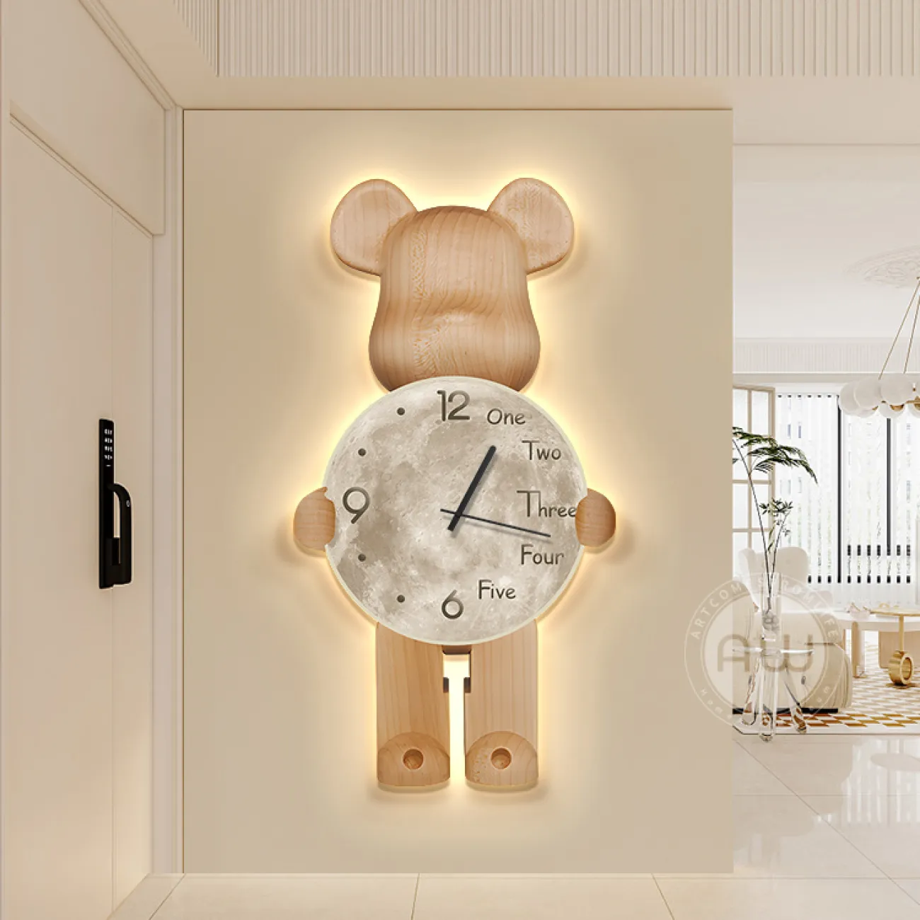 Настенные часы в форме медведя с подсветкой AW 37470-29 Настенные часы в форме медведя с подсветкой AW 37470-29