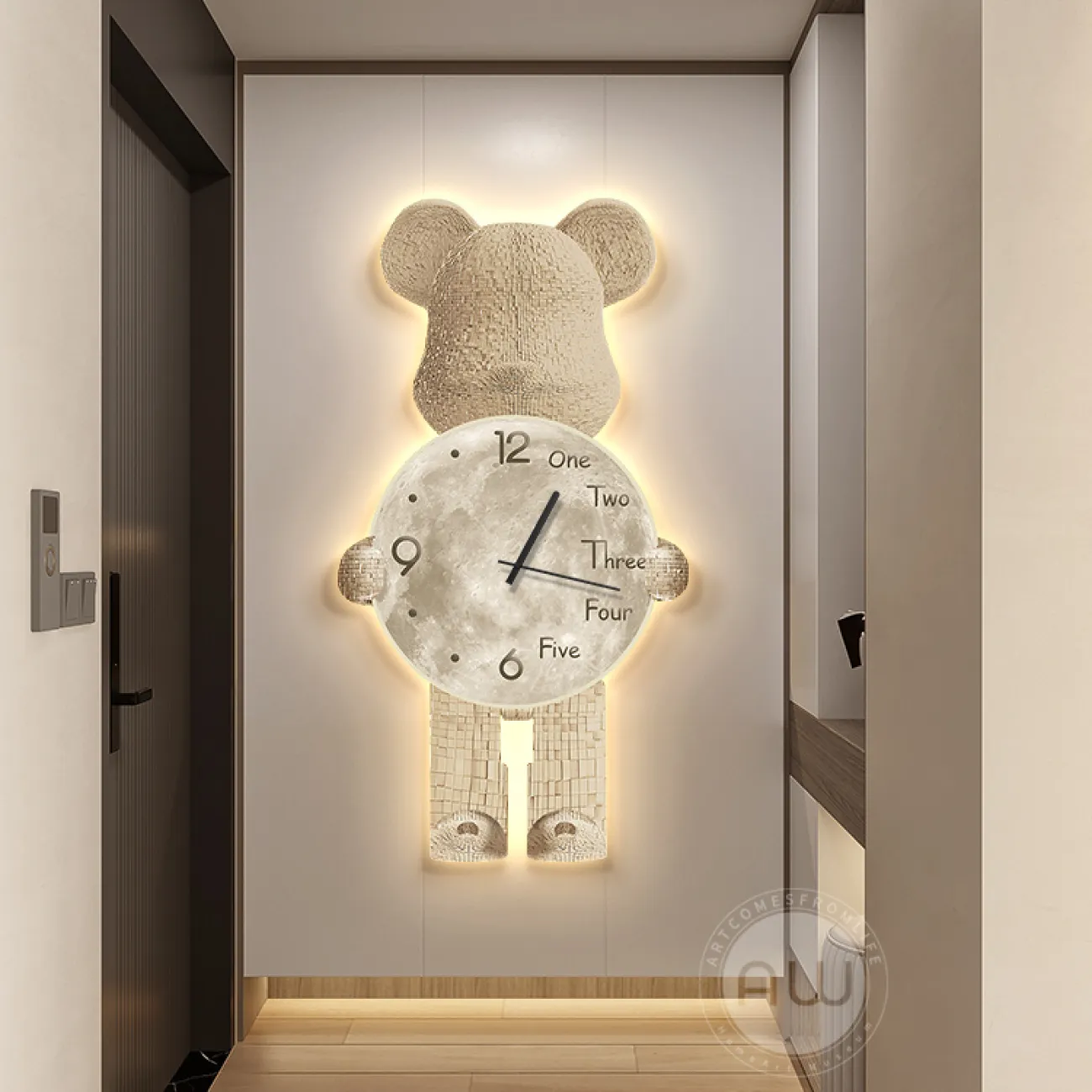 Настенные часы в форме медведя с подсветкой AW 37470-29 Настенные часы в форме медведя с подсветкой AW 37470-29